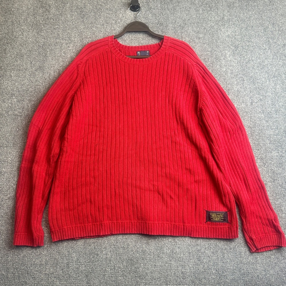 VTG Polo Jeans Co Ribbed Knit Sweater Mens XXL Red Ralph Lauren 90s Y2K Heavy